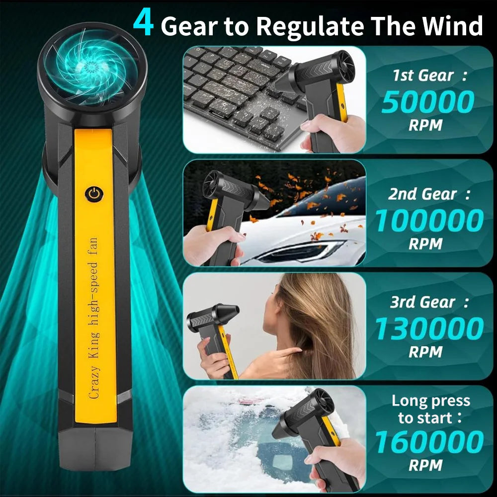 High-Speed Brushless Turbo Fan - Powerful Dust Removal 160000 RPM Electric Air Blower
