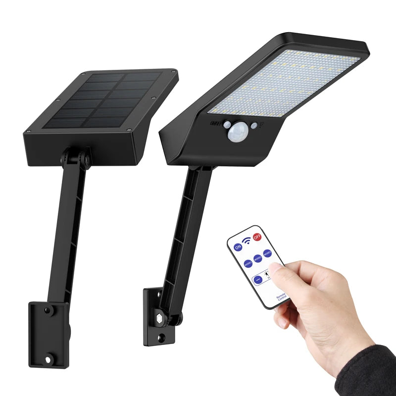 QLTEG 48 LED 800 LM Outdoor Solar Power Street Wall Lamp PIR Motion Sensor Garden Security Waterproof remote control solar light - The Prime Shop