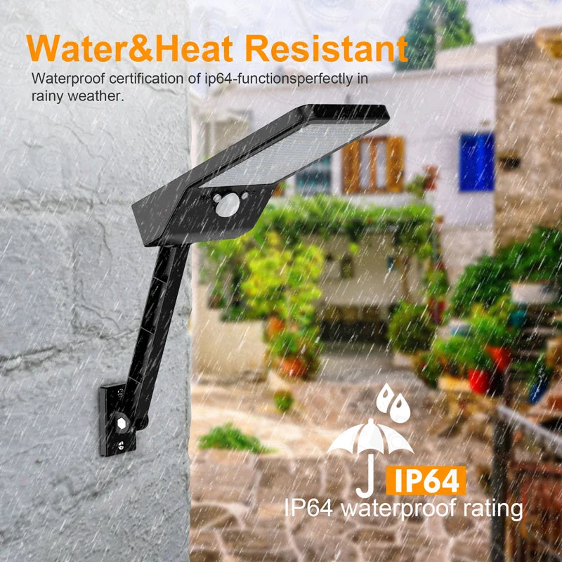 QLTEG 48 LED 800 LM Outdoor Solar Power Street Wall Lamp PIR Motion Sensor Garden Security Waterproof remote control solar light - The Prime Shop