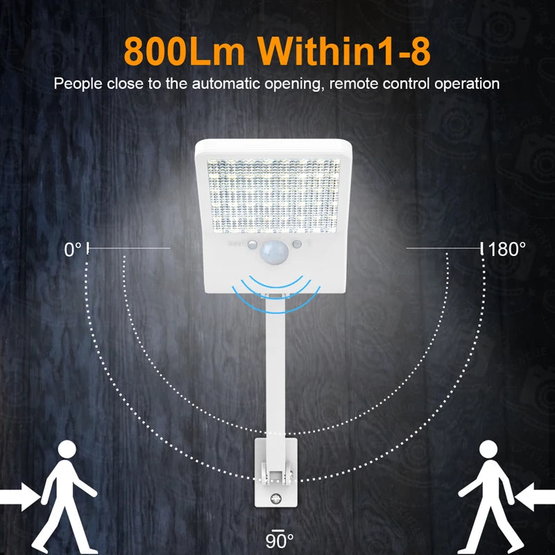 QLTEG 48 LED 800 LM Outdoor Solar Power Street Wall Lamp PIR Motion Sensor Garden Security Waterproof remote control solar light - The Prime Shop