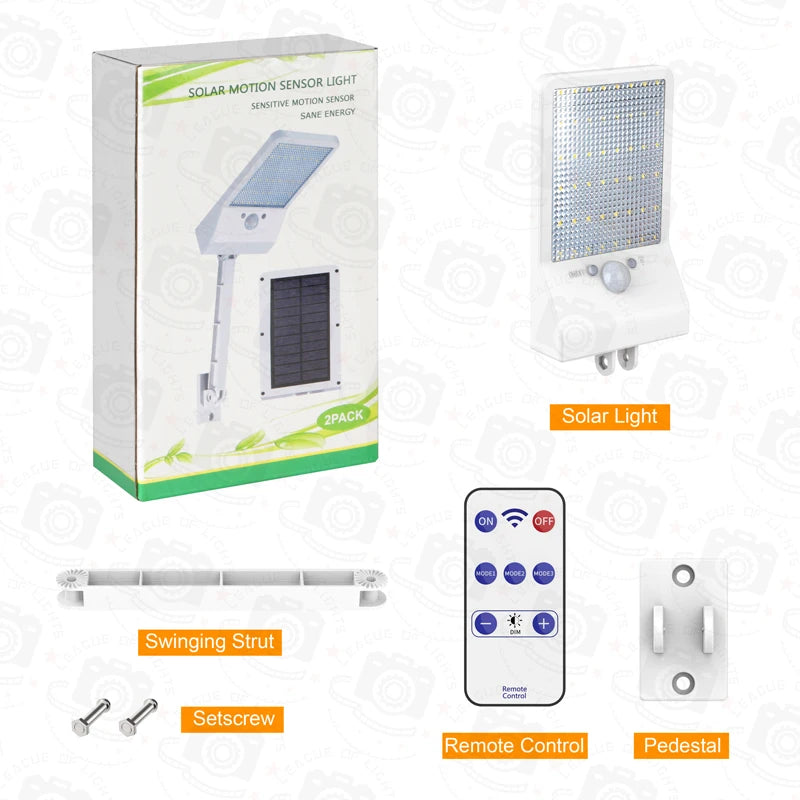 QLTEG 48 LED 800 LM Outdoor Solar Power Street Wall Lamp PIR Motion Sensor Garden Security Waterproof remote control solar light - The Prime Shop