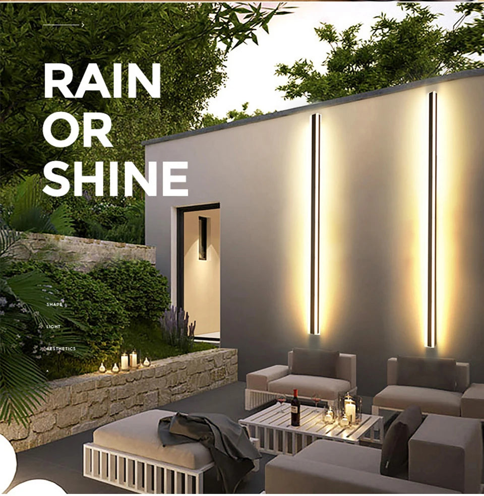 Modern Waterproof LED Wall Lamp – Outdoor Aluminum Strip Light, IP65 Garden Porch Sconce - The Prime Shop