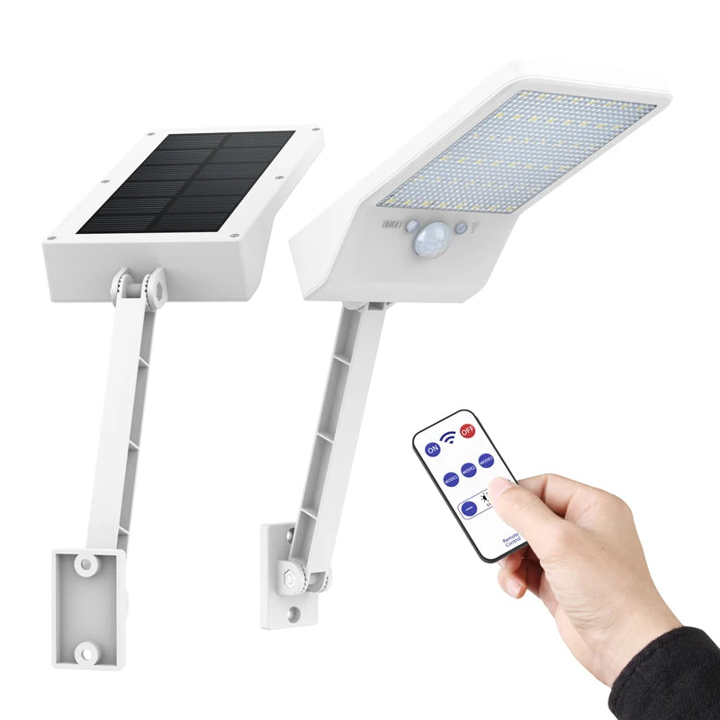 QLTEG 48 LED 800 LM Outdoor Solar Power Street Wall Lamp PIR Motion Sensor Garden Security Waterproof remote control solar light - The Prime Shop