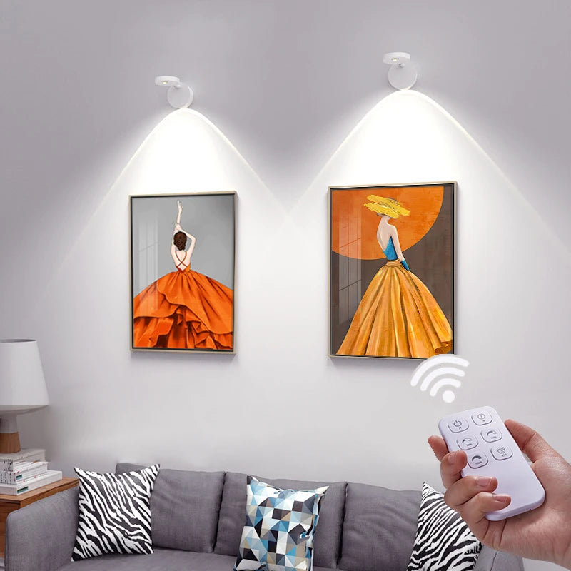 LED Wall Lamp – Indoor Decorative Light with Remote, Dimmable, USB Rechargeable, Ideal for Living Room or Stairs - The Prime Shop