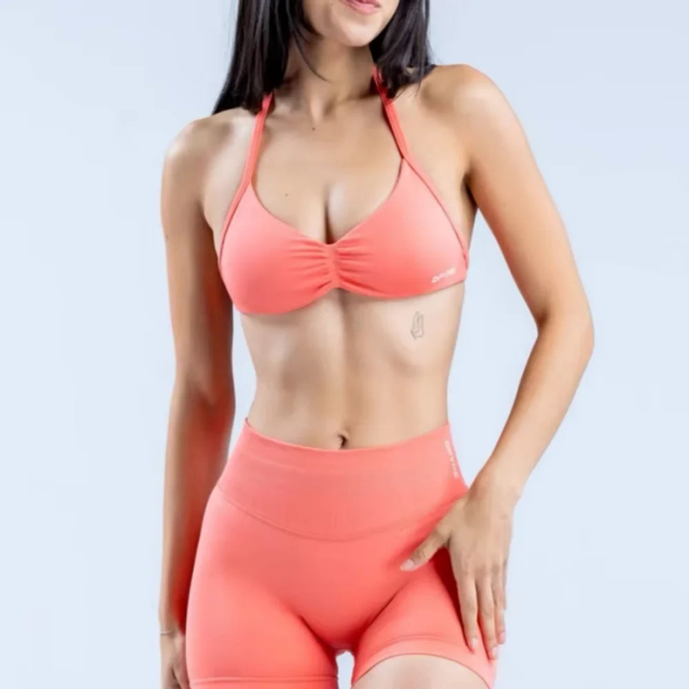 Seamless Strappy Sports Impact Bra – Supportive & Breathable for Yoga, Gym & Running