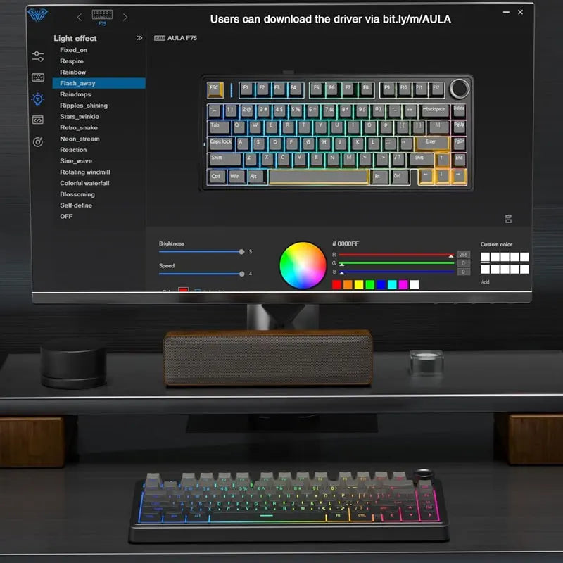 RGB Mechanical Gaming Keyboard – Gasket Mounted, Side-Engraved PBT Gradient Keycaps, 80 Keys