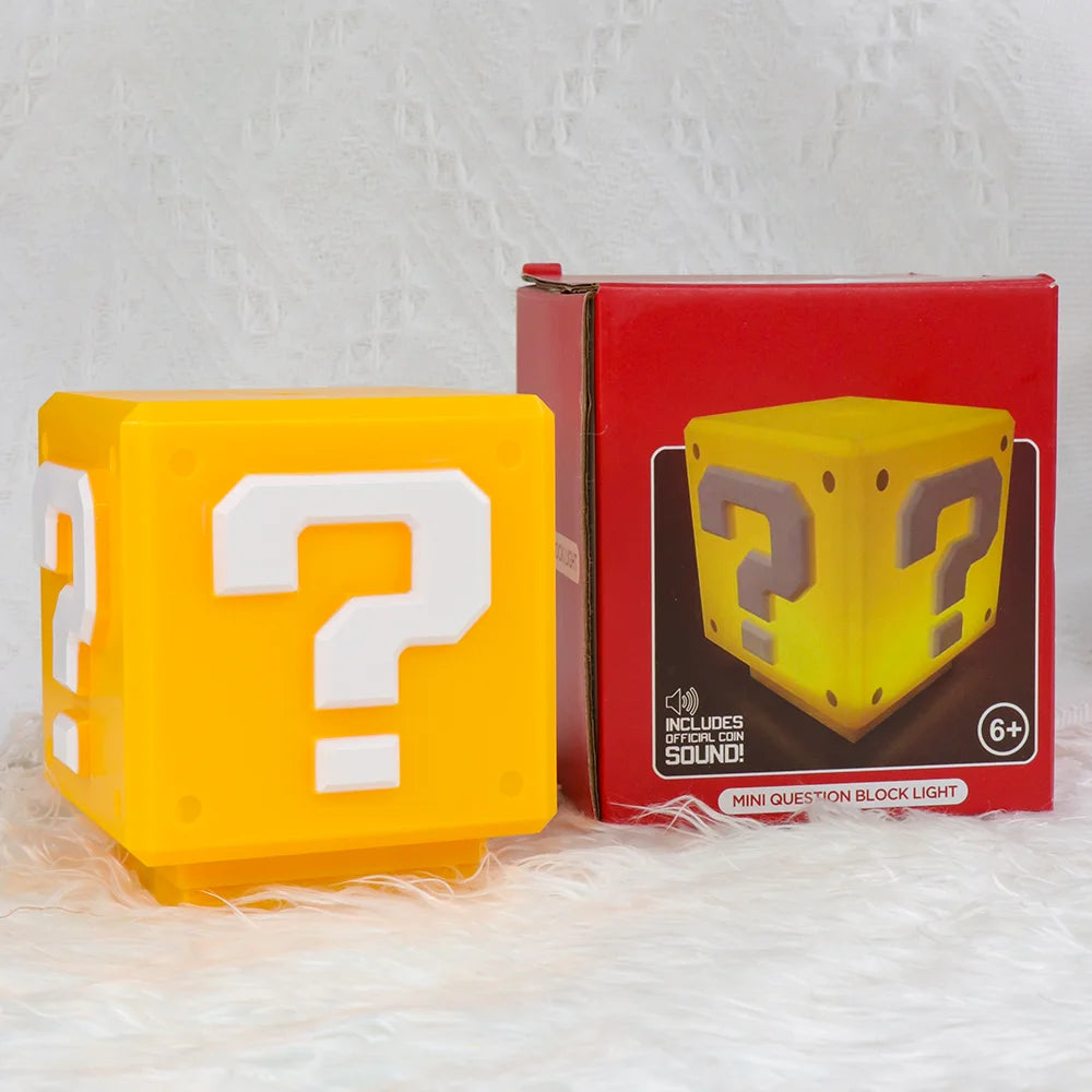 Super Mario Night Light with Music Anime Peripherals LED Question Mark Toad Children Bedroom Bedside Lamp USB Charging Gifts - The Prime Shop