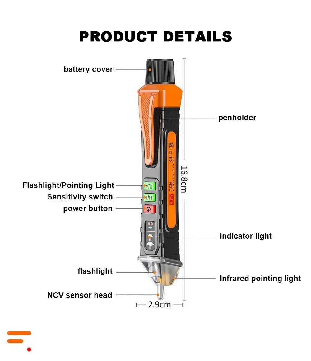 Non-Contact Voltage Tester Pen, Smart AC Detector 12-1000V with Breakpoint Finder