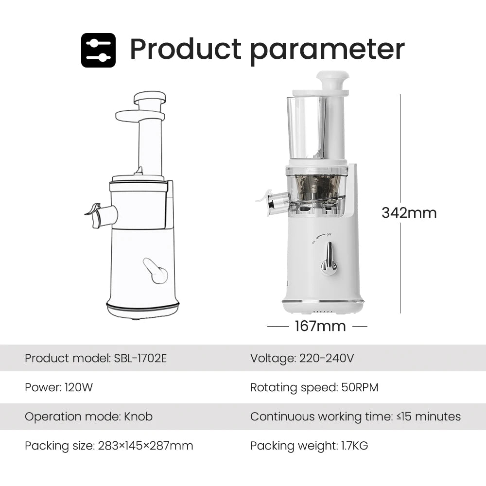 Mini Slow Juicer – Portable Electric Extractor, Easy-Clean Blender, Ice Cream Maker - The Prime Shop