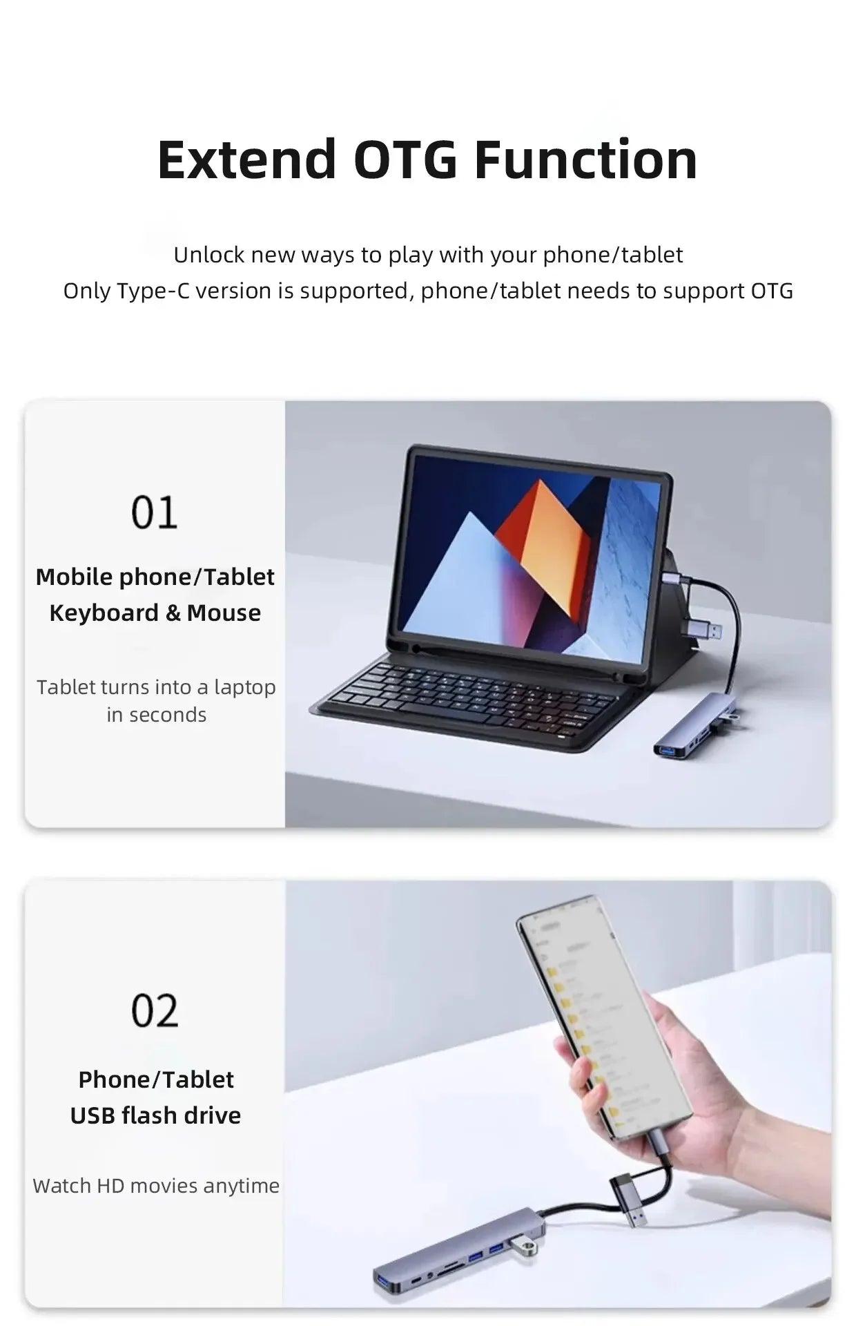 USB C Hub 8-in-1 Splitter with USB Ports, SD/TF Reader, Audio Output