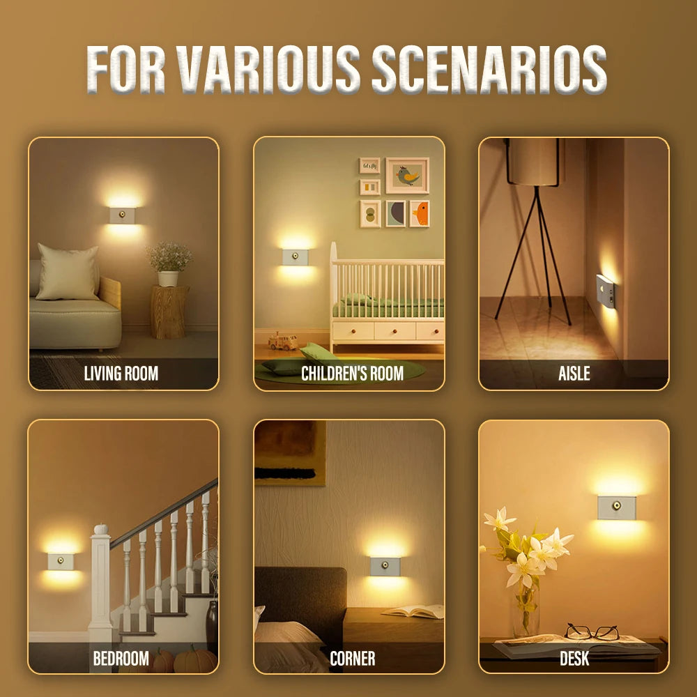 LED Induction Night Light, Wireless USB Rechargeable, Motion Sensor for Bedroom, Corridor, Cabinet