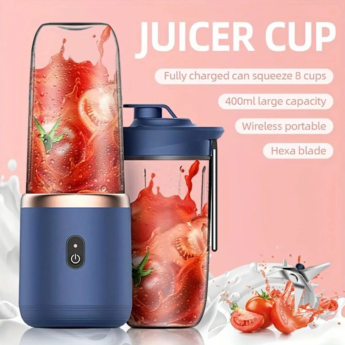 Portable Blender Bottle Electric 6 Blades Multifunction Juice Blender Fresh Juice Smoothie Blender Ice CrushCup Food Processor - The Prime Shop