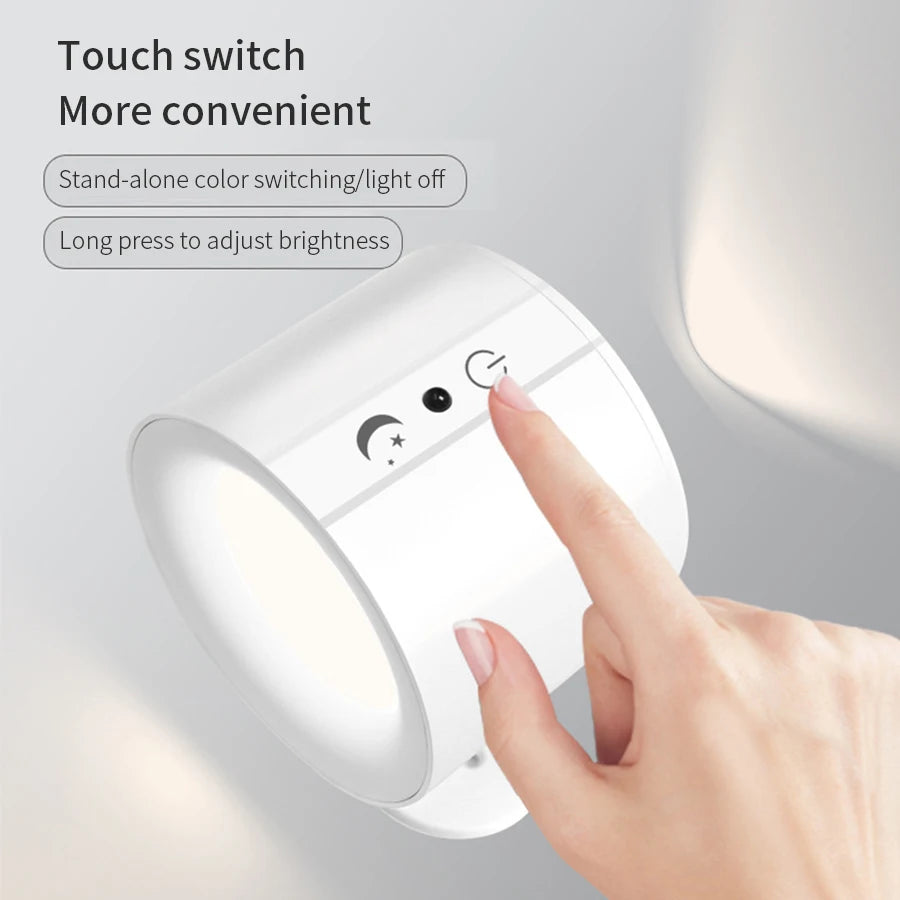 LED Wall Sconce – Touch Control, Double Head, Rotatable, Wireless Night Light for Bedrooms - The Prime Shop