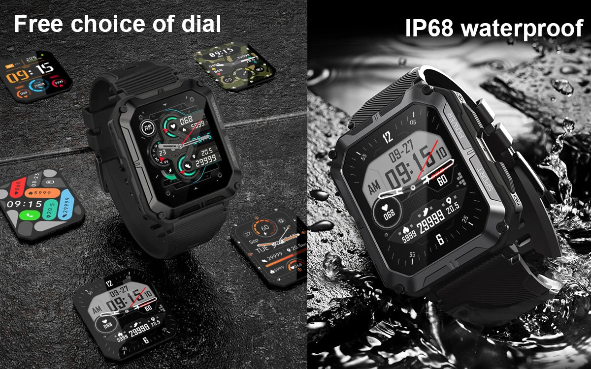 Pro Smart Watch C20 – Voice Assistant, Wireless Call, IP68 Waterproof for Android & iOS