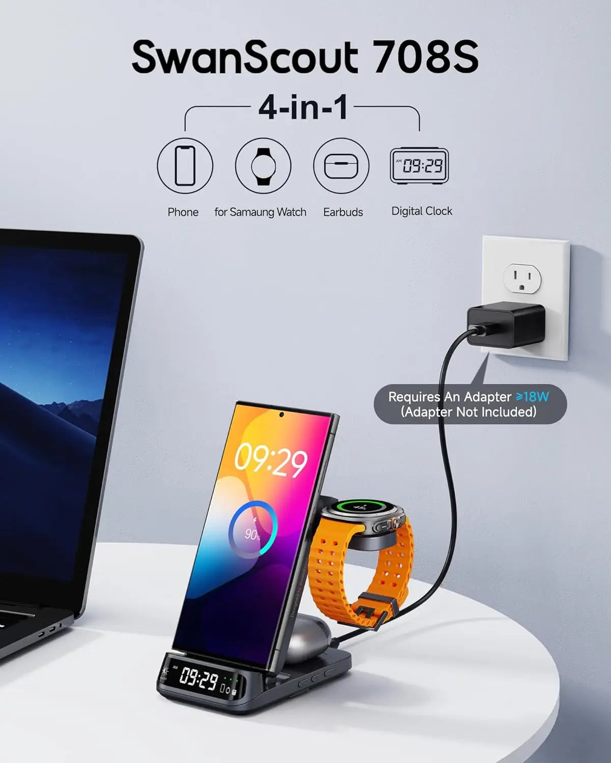 Wireless Charging Station – For Samsung S25/S24 Ultra, Z Flip/Fold, Galaxy Watch 7 & Buds 3