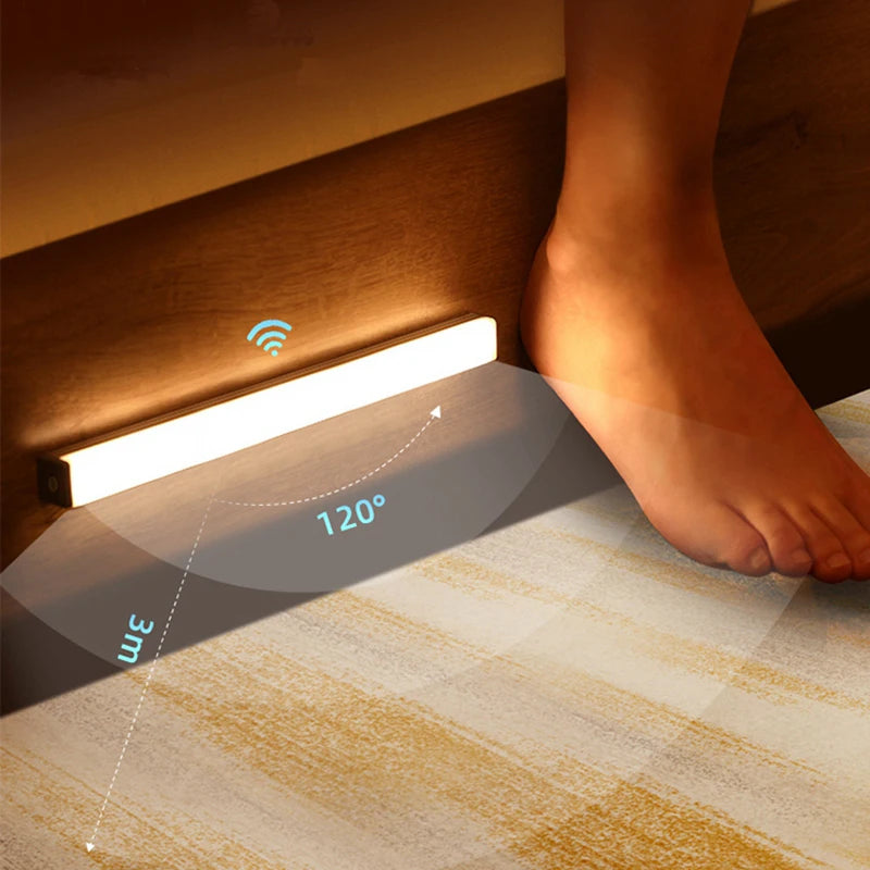 Motion Sensor Wireless LED Night Light, Type-C Rechargeable Cabinet Lamp for Kitchen & Stairs