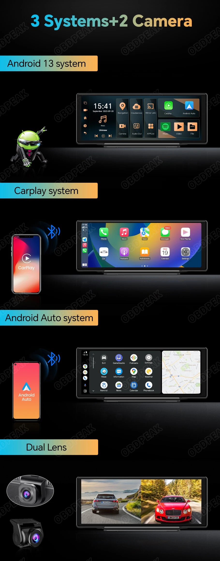 4G Dual Lens 10.26" Dash Cam – Android 13, GPS, CarPlay - The Prime Shop