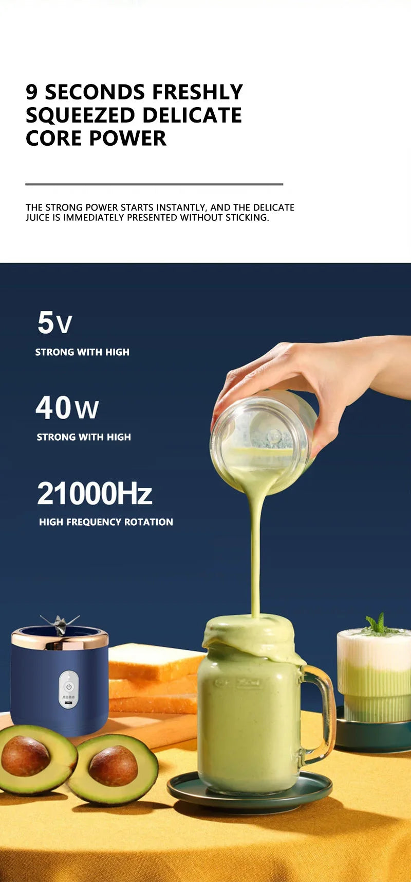 Xiaomi Double Cup Portable Blender - USB Rechargeable for Juices, Smoothies & Milkshakes - The Prime Shop