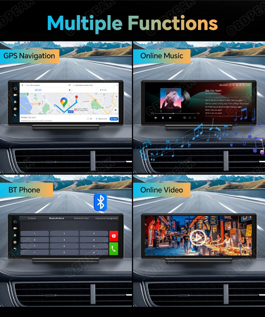 4G Dual Lens 10.26" Dash Cam – Android 13, GPS, CarPlay - The Prime Shop