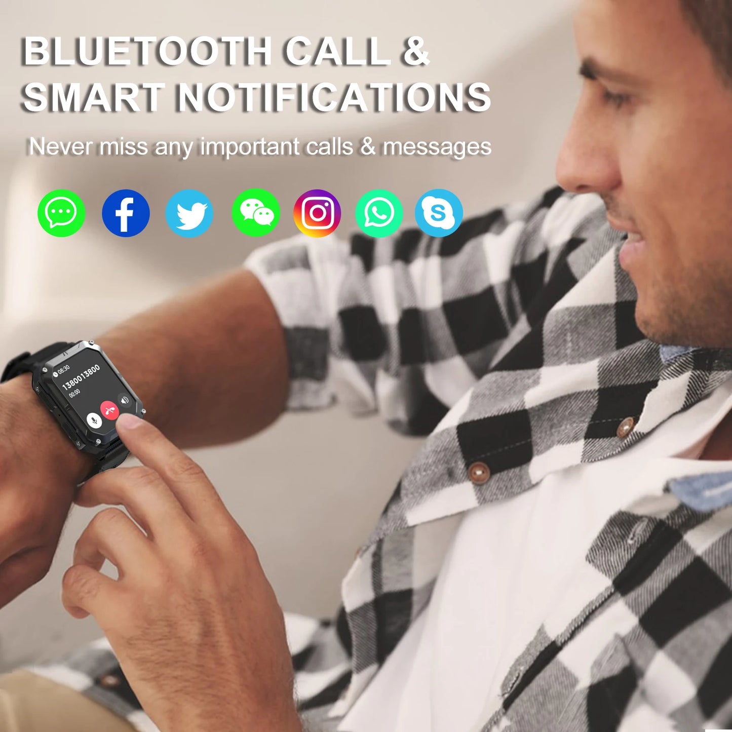 Pro Smart Watch C20 – Voice Assistant, Wireless Call, IP68 Waterproof for Android & iOS