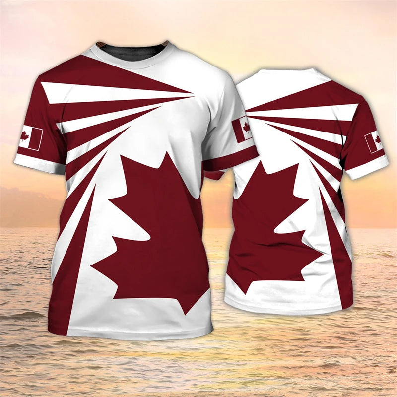 Canada Flag T-Shirt – Maple Leaf Short Sleeve Casual Tee for Men & Women