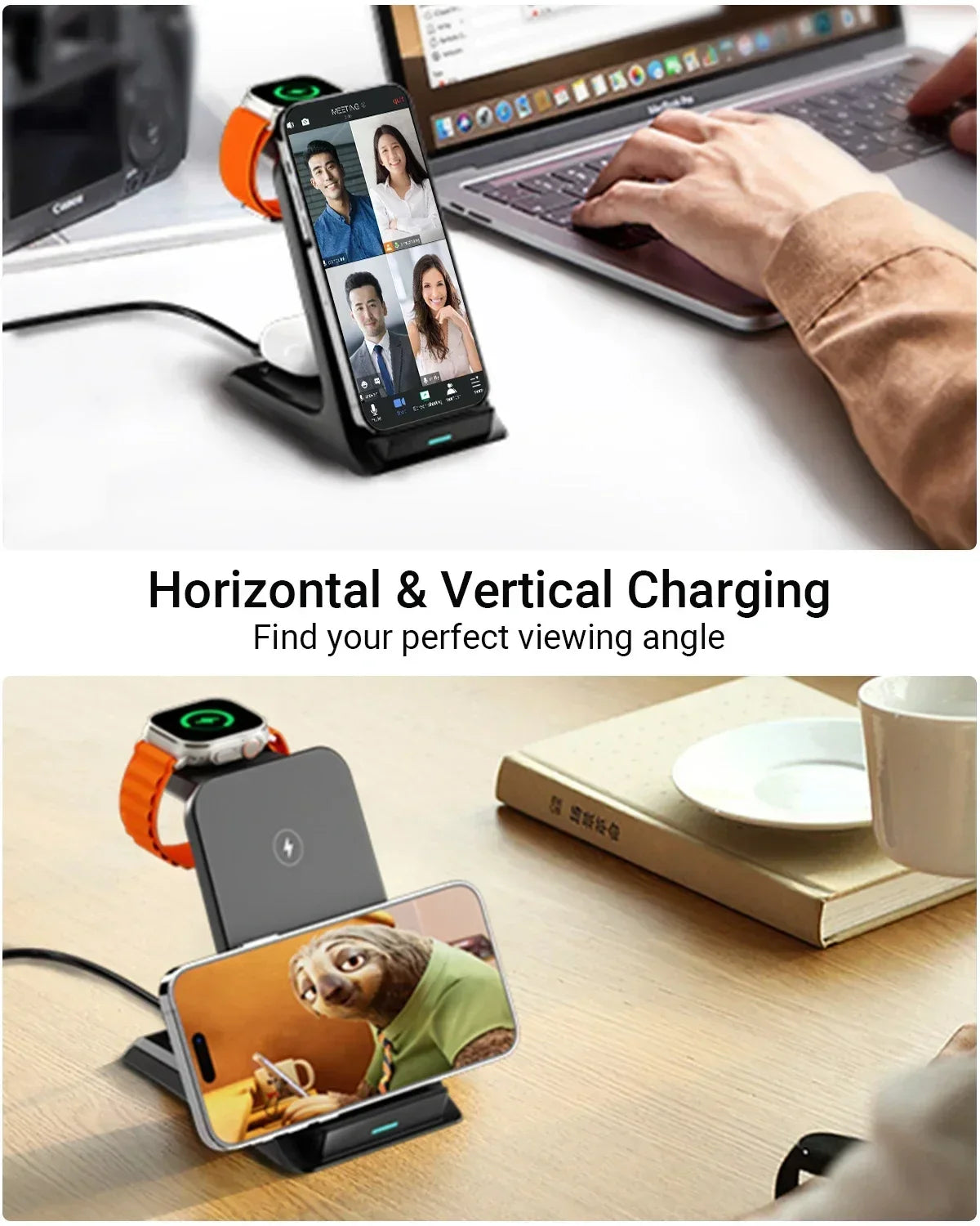 Wireless Charger 3 in 1 Stand Fast Charging Station Dock For Apple iPhone iWatch Airpods