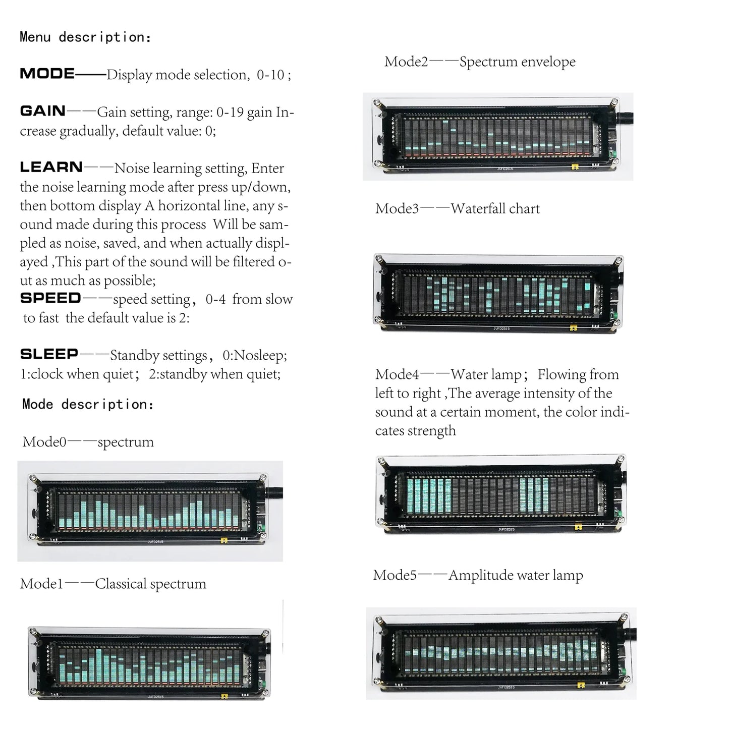 VFD Music Spectrum Clock – Audio Level Indicator & Rhythm Analyzer with USB Type-C Power