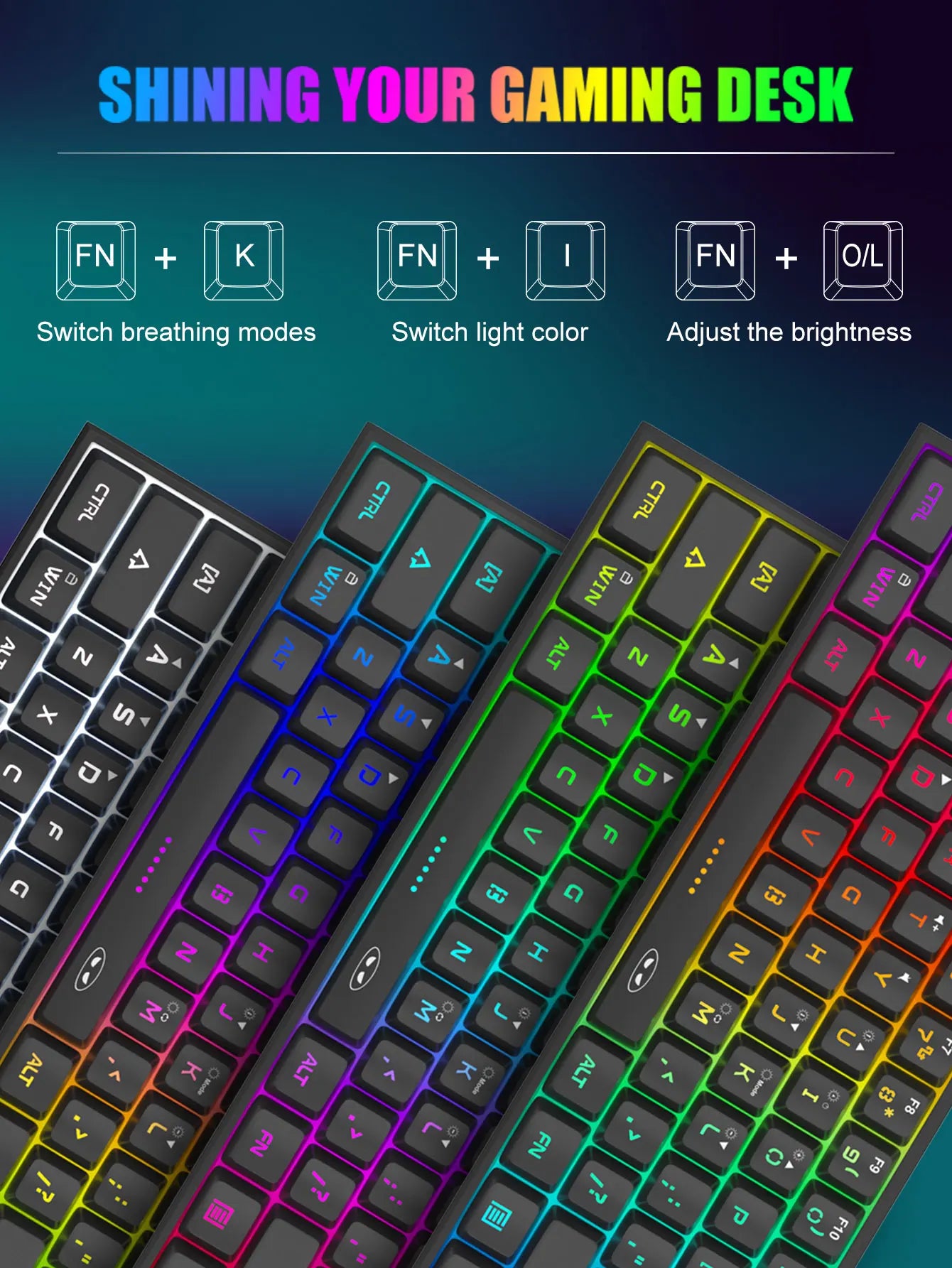 Mini Gaming Keyboard – RGB Backlit, 61-Key Compact, Waterproof & Ergonomic TS91 Design