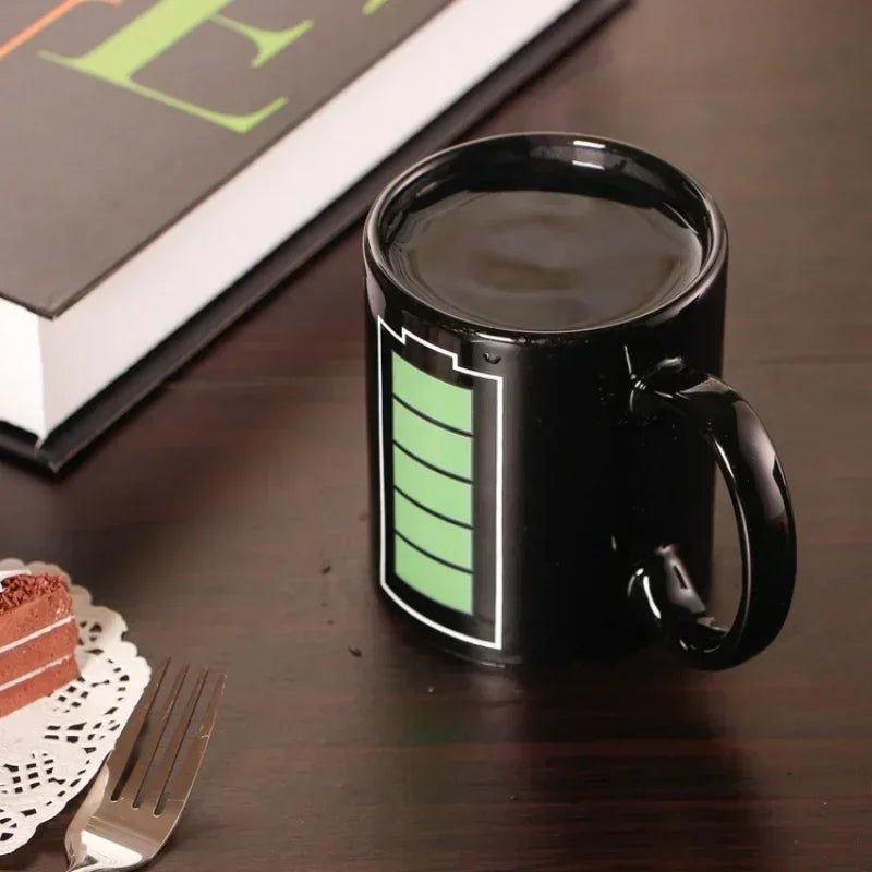 Color Changing Ceramic Mug – Heat Sensitive Battery Pattern Cup