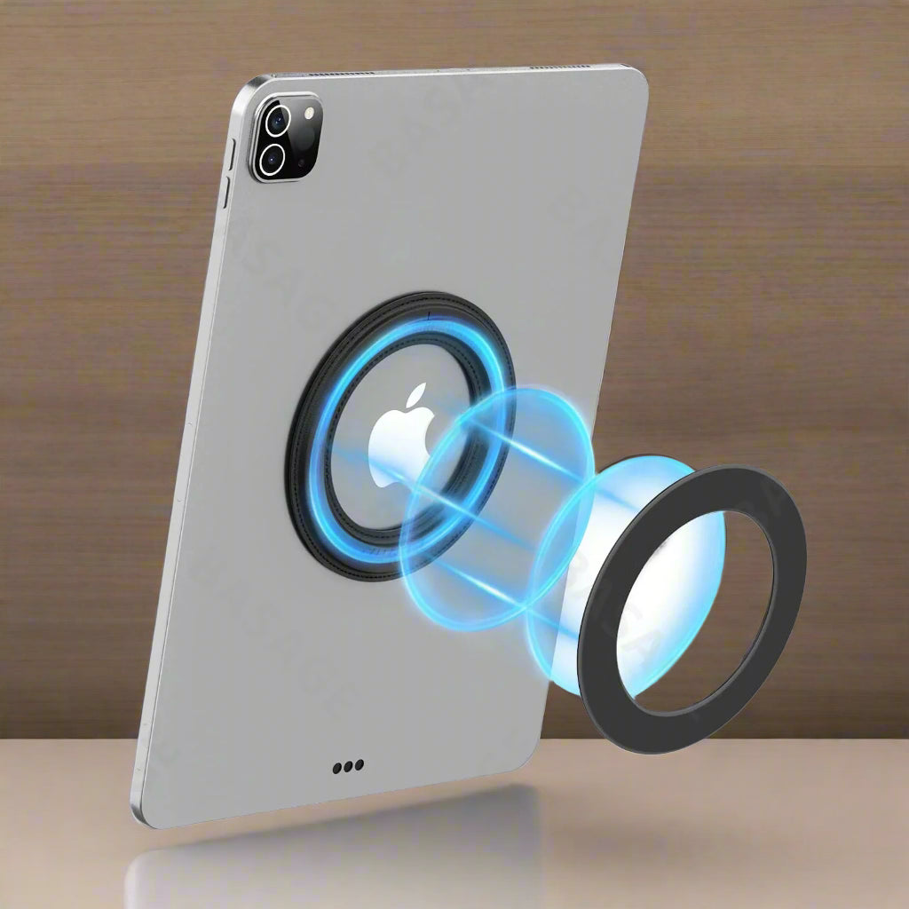 Smartphone with a camera lens magnified on a white background