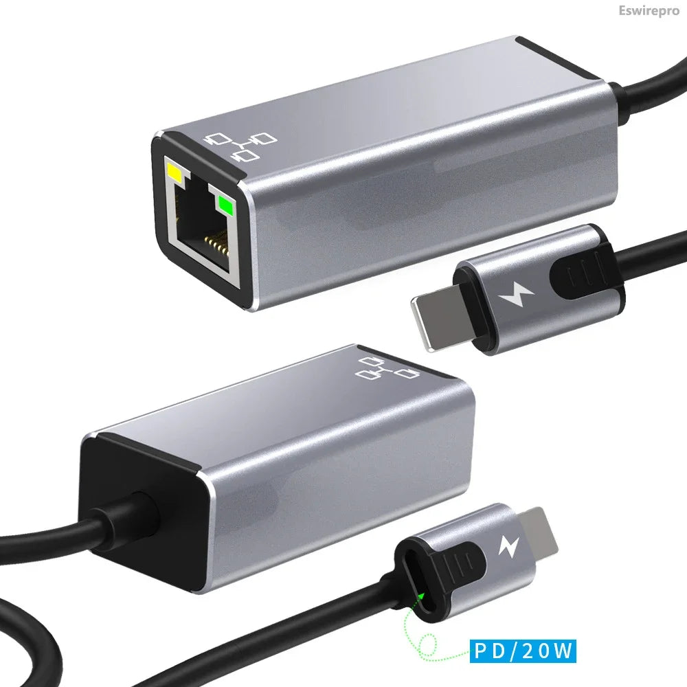 RJ45 to Lightning Ethernet Adapter – Wired LAN & 20W Charging for iPhone, iPad & iPod
