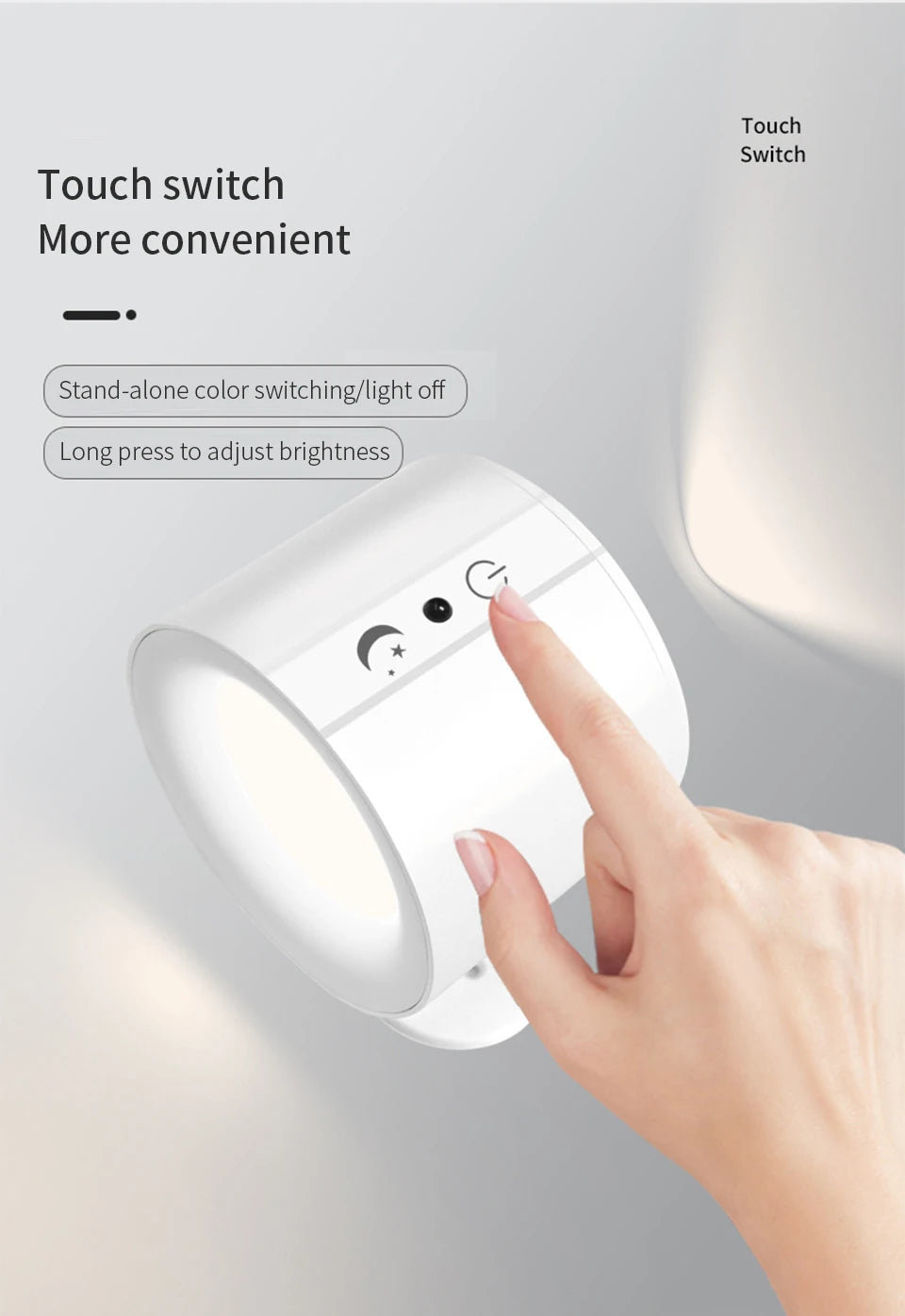 LED Wall Sconce – Touch Control, Double Head, Rotatable, Wireless Night Light for Bedrooms - The Prime Shop