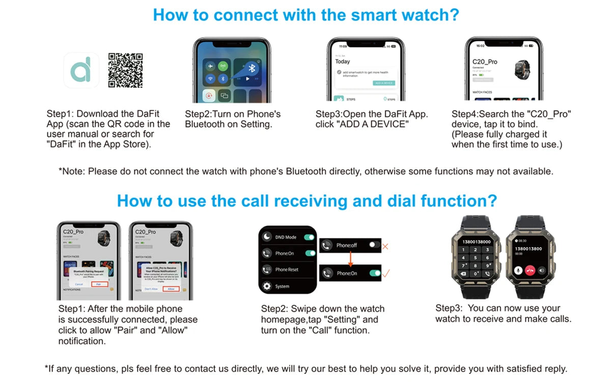 Pro Smart Watch C20 – Voice Assistant, Wireless Call, IP68 Waterproof for Android & iOS