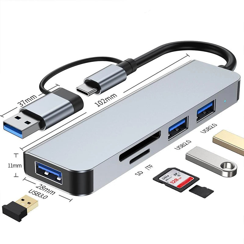 USB C Hub 8-in-1 Splitter with USB Ports, SD/TF Reader, Audio Output