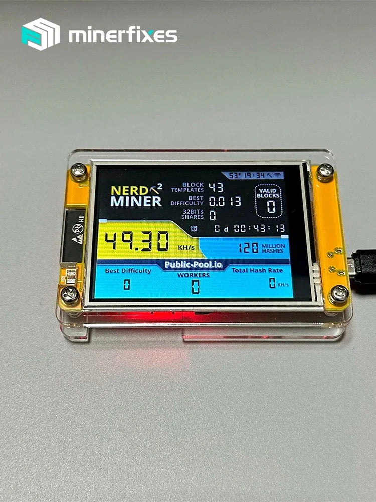 NerdMiner V3 2.8-Inch BTC Solo Lottery Miner – Crypto Bitcoin Solo Mining Machine