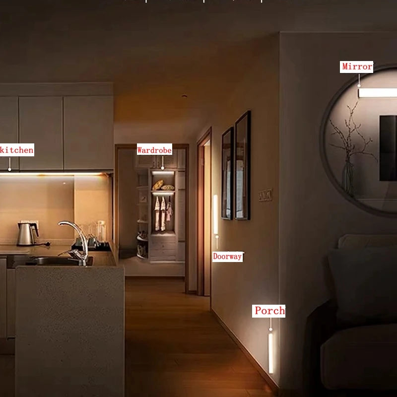 Motion Sensor Wireless LED Night Light, Type-C Rechargeable Cabinet Lamp for Kitchen & Stairs