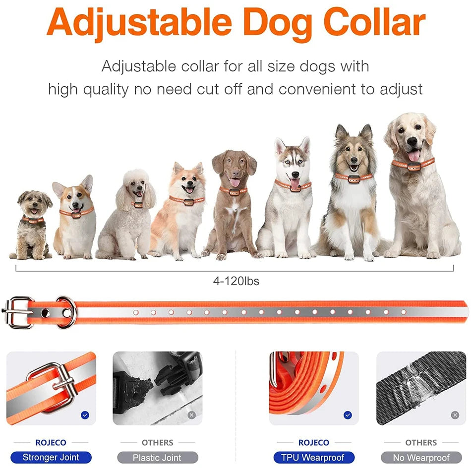 ROJECO 1000m Electric Dog Training Collar Remote Control Training Collar For Pet Rechargeable Dog Bark Control Stop Shock Collar - The Prime Shop