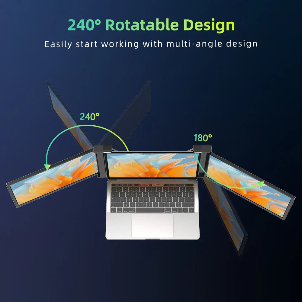 Portable Triple-Screen 14" Monitor – Full HD IPS 1080P Laptop Display Extender for 13"-16.5" Laptops - The Prime Shop
