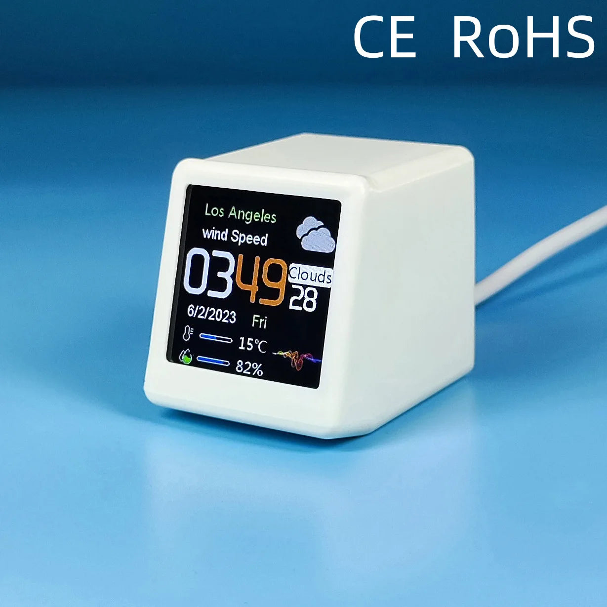 Mini Smart Wi-Fi Weather Station Clock – DIY GIFs & Digital Album for Game Room Decor