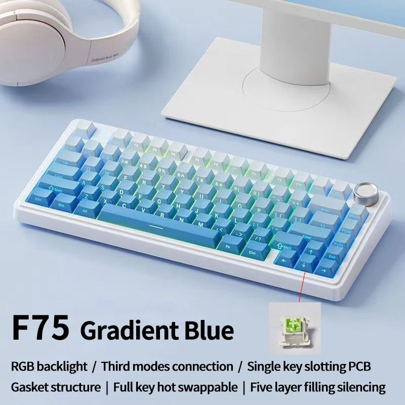 RGB Mechanical Gaming Keyboard – Gasket Mounted, Side-Engraved PBT Gradient Keycaps, 80 Keys