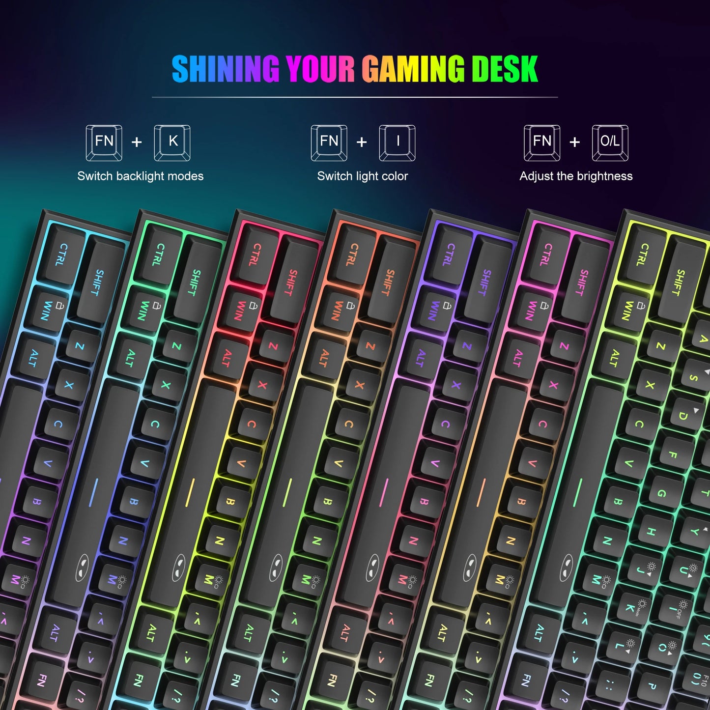 Mini Gaming Keyboard – RGB Backlit, 61-Key Compact, Waterproof & Ergonomic TS91 Design