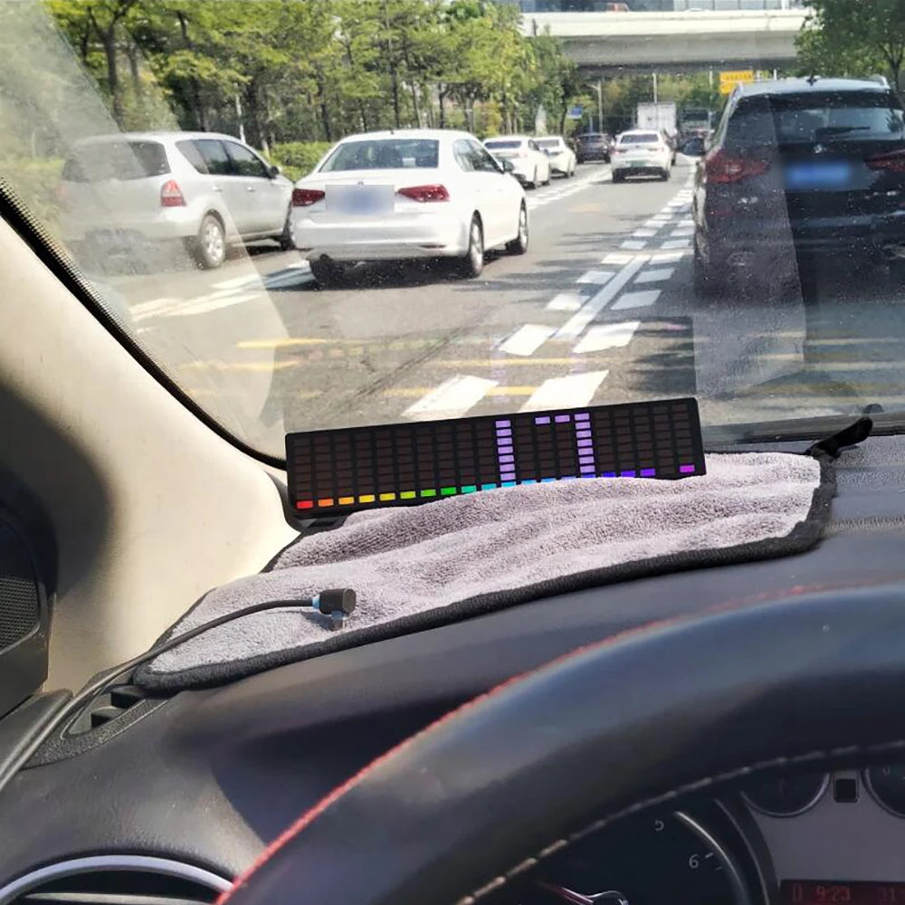 Magic 160-Color LED Music Spectrum Display – Rhythm Light & Digital Clock for Car Audio