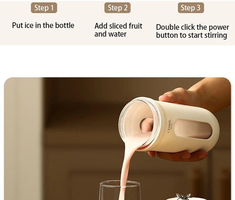Electric Portable Blender 350ml – USB Rechargeable Juicer for Smoothies and Juices - The Prime Shop
