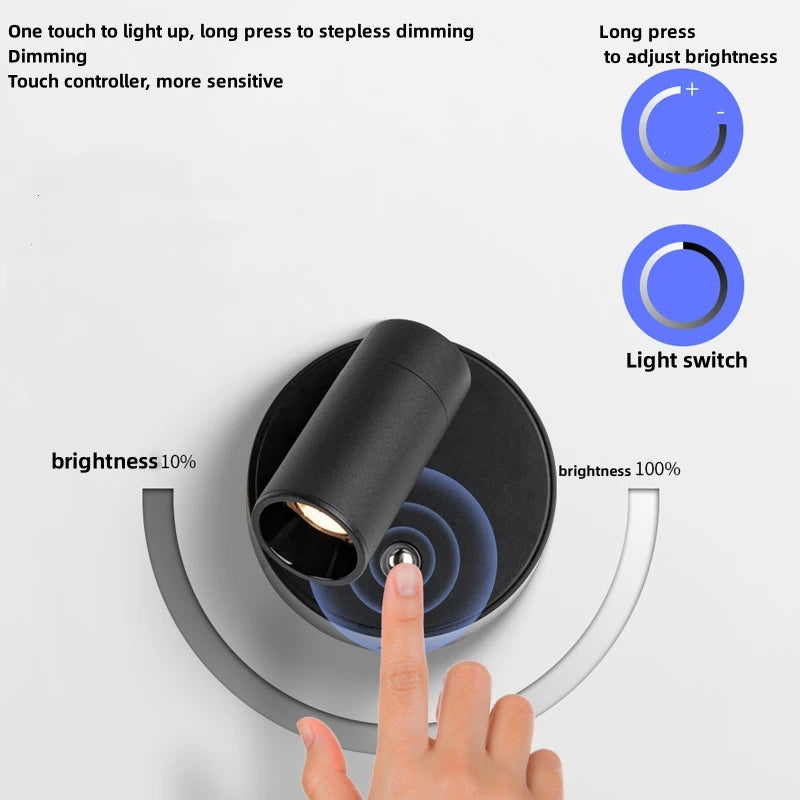 LED Magnetic Type-C Rechargeable Wall Light – Wireless, No Wiring, Spotlight - The Prime Shop