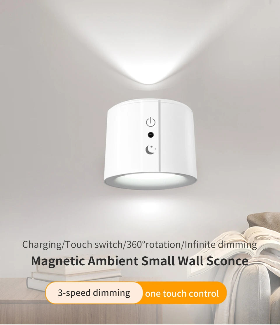 LED Wall Sconce – Touch Control, Double Head, Rotatable, Wireless Night Light for Bedrooms - The Prime Shop