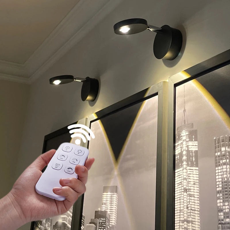 LED Wall Lamp – Indoor Decorative Light with Remote, Dimmable, USB Rechargeable, Ideal for Living Room or Stairs - The Prime Shop