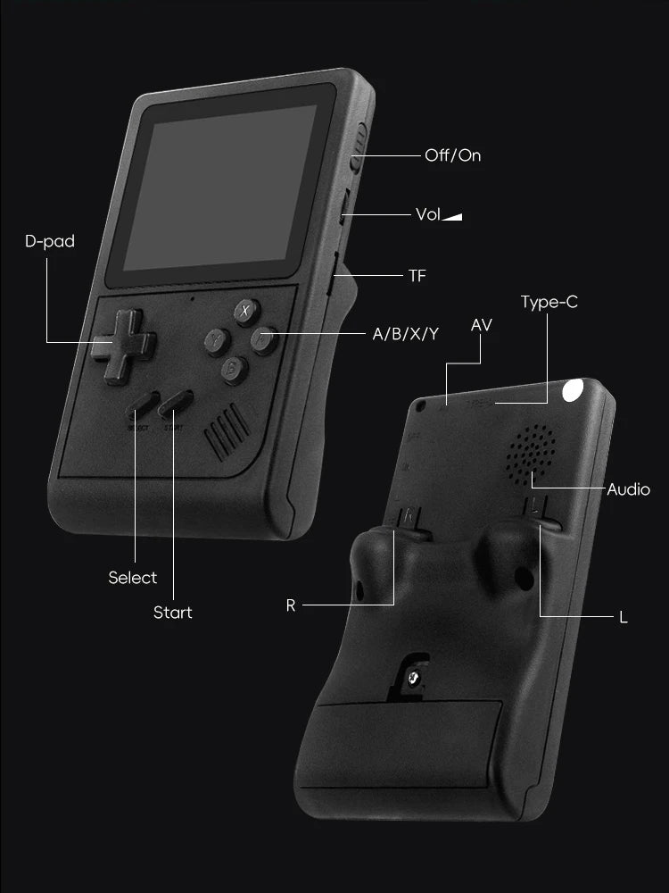 Portable Retro Handheld Game Console – Mini GB300 with NES/SNES/GBA Emulators, Perfect Kid Gift