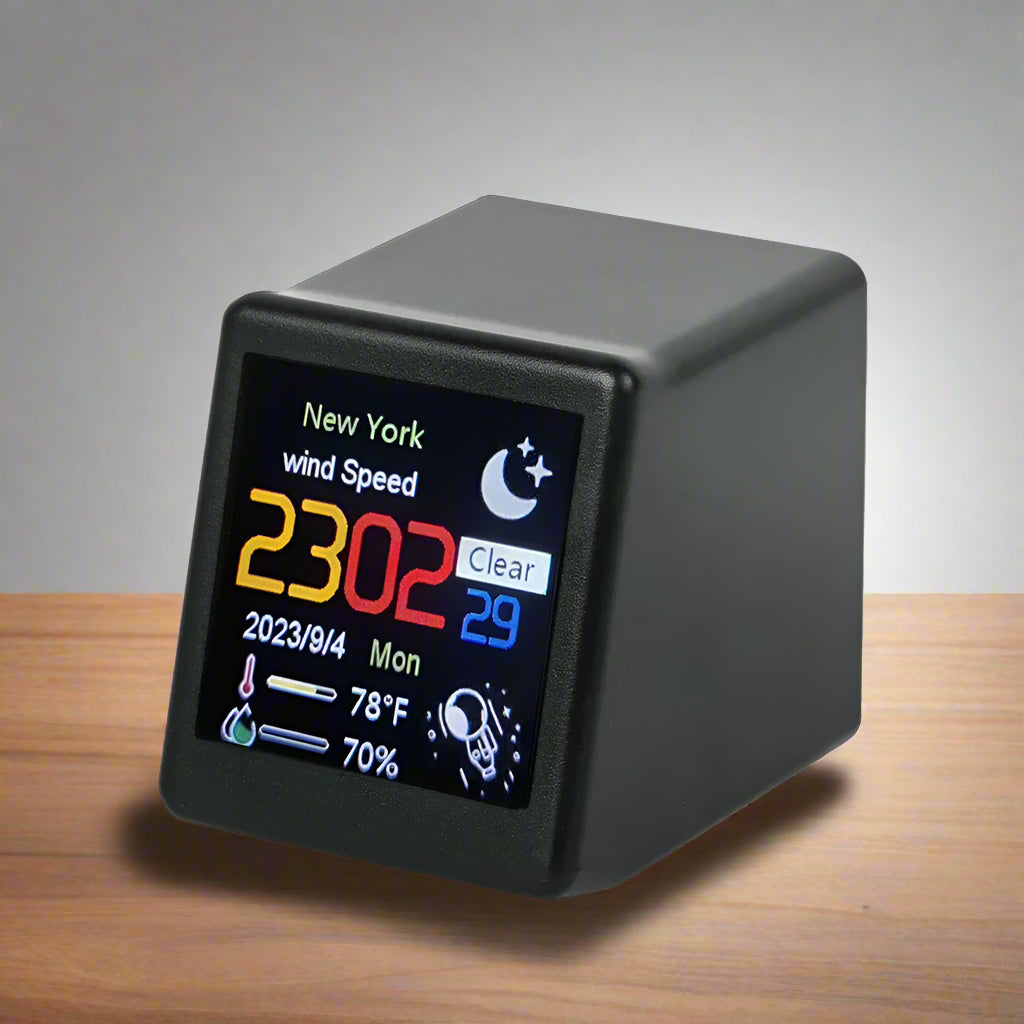 Mini Smart Wi-Fi Weather Station Clock – DIY GIFs & Digital Album for Game Room Decor