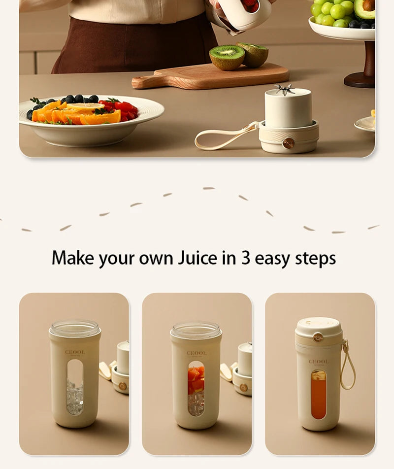 Electric Portable Blender 350ml – USB Rechargeable Juicer for Smoothies and Juices - The Prime Shop