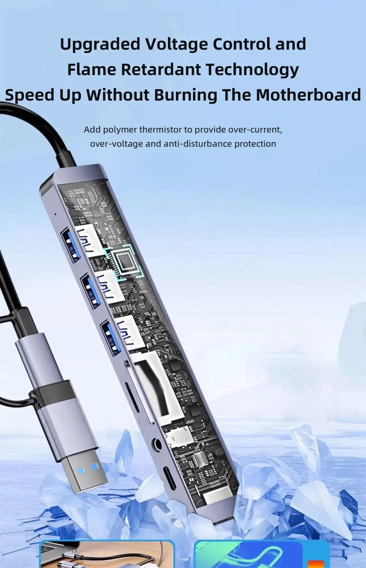 USB C Hub 8-in-1 Splitter with USB Ports, SD/TF Reader, Audio Output